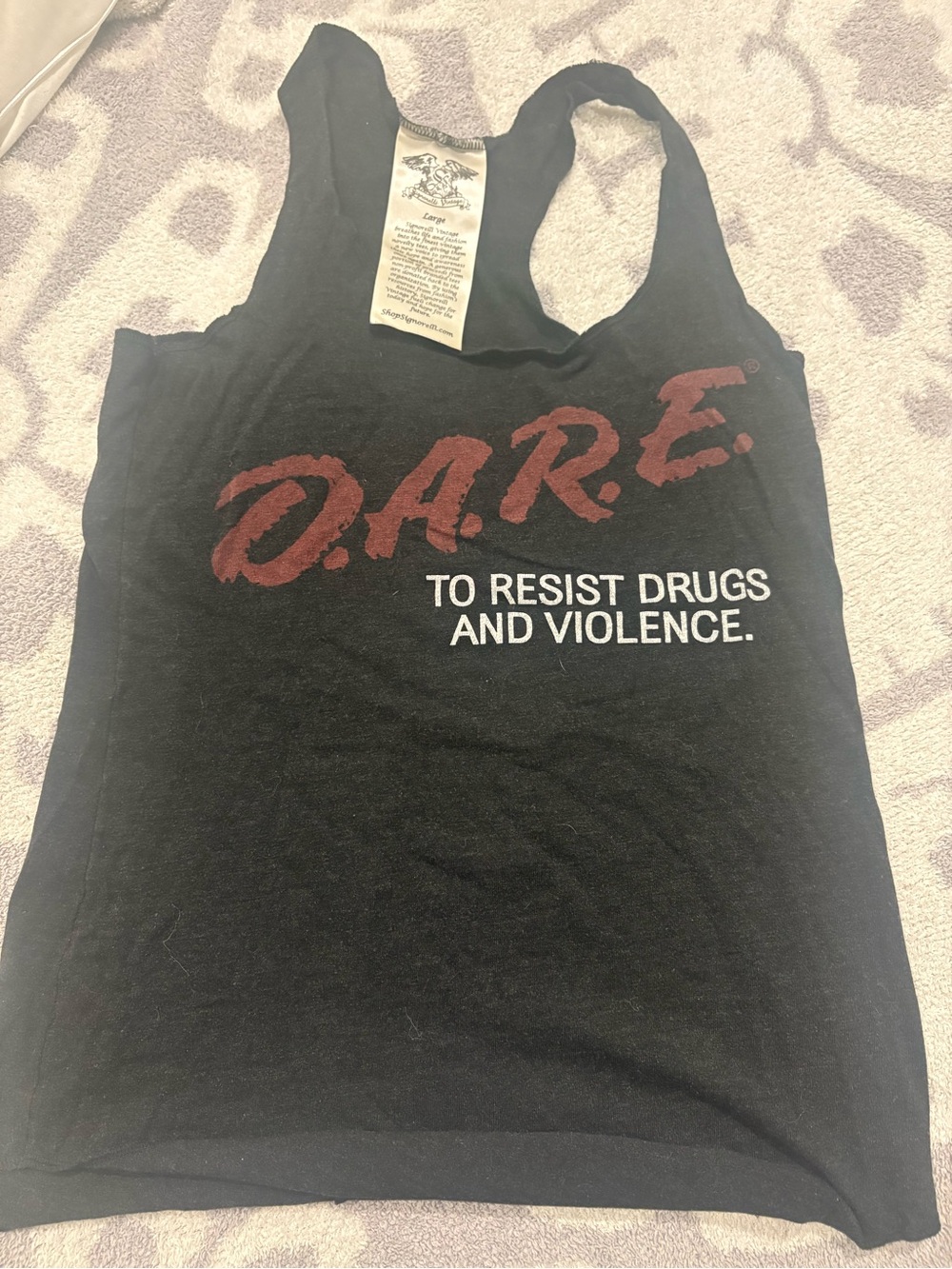 DARE Black Graphic Tank Top - Message Logo